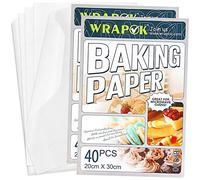 WRAPOK Greaseproof Baking Parchment Paper Sheets Cooking Cake Non-Stick Pre-Cut Pan Liners for Kitchen - 8 x 12 Inch, 80 Count