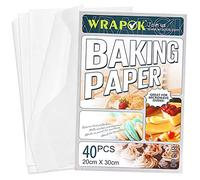 WRAPOK Greaseproof Baking Parchment Paper Sheets Cooking Cake Non-Stick Pre-Cut Pan Liners for Kitchen - 8 x 12 Inch, 40 Count