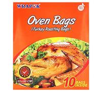 WRAPOK Large Turkey Roasting Bags Cooking Oven Chicken Bag For Meat Poultry Fish Seafood Vegetable - 10 Bags (21.6 x 23.6 Inch)
