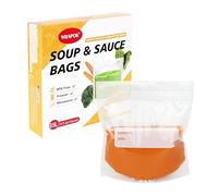 WRAPOK Soup Freezer Bags Reusable Liquid Storage Bag Ziplock Sauce Container Clear Sealed Bag, 500ml - Pack of 40