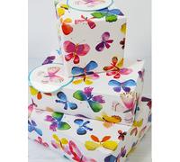 Wrapping Paper 12366A"Butterflies" Gift Wrap Pack with 2 Sheets & 2 Tags, Plastic Free & Fully Recyclable, Multicoloured
