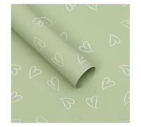 wrapping paper 20 Sheet 58x58cm Love Print Flower Wrapping Paper Waterproof Wedding Birthday Party Bouquet Packaging Valentine'S Day Decor(Green)