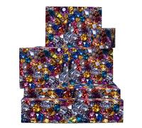 Wrapping Paper Birthday - 6 Sheets Of Gift Wrap For Her - Gems And Diamonds - Wedding Hen Do Anniversary - Comes With Stickers - Recyclable - By Central 23