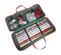 Wrapping Paper Container - Zipper Carrying Case, Christmas Organizer Box, Wrapping Paper Storage, Authentic Holiday Organizer, Multipurpose Present Case, Craft Storage Solution for Ribbon Bow Stickers
