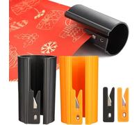 Wrapping Paper Cutter Gift Wrap Roll Replaceable Blade Cutter Tool, Little Sliding Cutter Tube, Rolled Cutting Device for Christmas, Halloween, Birthday, Crafting Wrapping Paper (2 PCS)