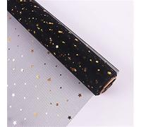 Wrapping Paper Roll,50cm X 5 Yard Creative Star And Moon Sequin Flower Roll Soft Yarn Roll(Black)