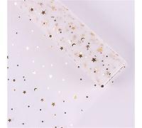 Wrapping Paper Roll,50cm X 5 Yard Creative Star And Moon Sequin Flower Roll Soft Yarn Roll(White)