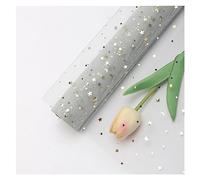 Wrapping Paper Roll,Sequins Star Moon Lace Mesh Organza Net Yarn Fabric DIY Scrapbook Valentines Day Gift Wrap Paper Crafts Flower Bouquet Wrapping Roll(Light grey)