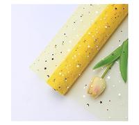 Wrapping Paper Roll,Sequins Star Moon Lace Mesh Organza Net Yarn Fabric DIY Scrapbook Valentines Day Gift Wrap Paper Crafts Flower Bouquet Wrapping Roll(Yellow)