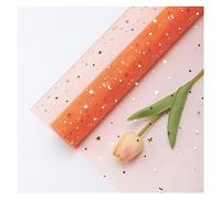 Wrapping Paper Roll,Sequins Star Moon Lace Mesh Organza Net Yarn Fabric DIY Scrapbook Valentines Day Gift Wrap Paper Crafts Flower Bouquet Wrapping Roll(Orange)