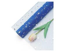 Wrapping Paper Roll,Sequins Star Moon Lace Mesh Organza Net Yarn Fabric DIY Scrapbook Valentines Day Gift Wrap Paper Crafts Flower Bouquet Wrapping Roll(Sapphire)