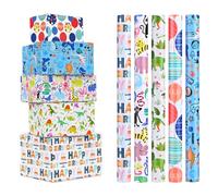 Wrapping Paper Rolls 5 Rolls, 43cm x 300cm Recyclable Happy Birthday Gift Wrap for Party Presents