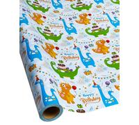 Wrapping Paper Rolls, Cute Dinosaurs, Happy Birthday Wrapping Paper for Boys, Gift Wrapping Paper, Dinosaur Parties, Baby Showers, Happy Bday Wrap, 17" x 120" per Roll