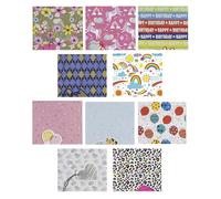 Wrapping Paper Sheets with Tags (12 Pack) 70 x 50cm Gift Wrap Set, Recyclable Birthday Wrapping Paper for Presents, Party, Baby Shower, Wedding & Christmas Gift Wrapping (Random Designs)