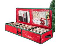 Wrapping Paper Storage Box - Festive Storage Container for Wrapping Papers Made of Oxford Fabric, Strong Handles, Large Capacity, Space Saving | For Ribbons, Rolls, Living Room