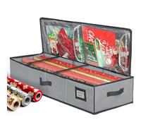 Wrapping Paper Storage Container - Fits up to 27 Rolls 1 3/8” Diam. - Underbed Gift Wrap Organizer Bags, Wrapping Paper Rolls, Ribbon, and Bows - Under Bed- Durable Material 600D - Up to 40” Rolls