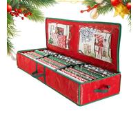 Wrapping Paper Storage Container - Oxford Fabric Festive,Wrapping Paper Organizer for Christmas,for Living Room Bedroom Closet Rolls Ribbons Bow