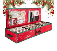 Wrapping Paper Storage Container with Carry Handle on the Top Christmas Gift Paper Storage Container for Bows, Rolls, Ribbons, Bedroom, Wardrobe, Cupboard and