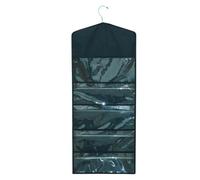 Wrapping Paper Storage, Hangable Tissue Organizer, Double Sided Closet Holder, Clear Vinyl Pockets with Zipper Closure, Space Saving Vertical Design, Grey 1 Pack, for Bedroom, Living Room,
