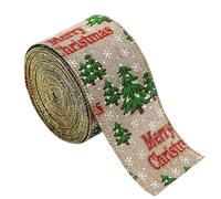 Wrapping Ribbon - Holiday Packaging Streamer | Farmhouse Decor Imitation Linen Ribbon, Snowflake Plaid Snowman Vehicle Wired for Handmade Bow Bouquet