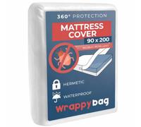 WRAPPYBAG Full Waterproof Mattress Protector - Full-Encasement Anti-Bed Bug & Mite Cover - Free from Harmful Substances - for Mattress Single 90 x 200 cm - 10 Sizes and Heights Available