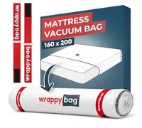 Wrappybag Mattress Vacuum Bag - Storage Bag for Moving House King Size | 160x200 - vacuum bag with double zip and airtight valve, reduces volume by up to 80%, 2 clips included