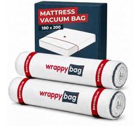 Wrappybag Mattress Vacuum Bag - Storage Bag for Moving House Super King | 200x200 - vacuum bag with double zip and airtight valve, reduces volume by up to 80%, 2 clips included