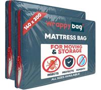WRAPPYBAG - Opaque Plastic Mattress Storage Bag - Heavy-duty mattress bag - Durable Storage Bag - Moving house essentials, for Storage & Transport - European double 140 x 200 - Set of 2 cm