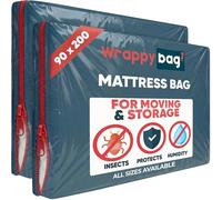 WRAPPYBAG - Opaque Plastic Mattress Storage Bag - Heavy-duty mattress bag - Durable Storage Bag - Moving house essentials, for Storage & Transport - Single 90 x 200 - Set of 2 cm