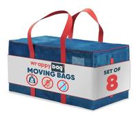 WRAPPYBAG Pack of 8 XXL Storage Bags - with transparent window - Packing bags for Moving House - Water-reppelent with Reinforced Handles - for Clothes & Bedding storage - 75 x 36 x 38 cm