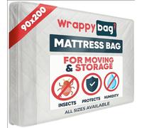 WRAPPYBAG - Plastic Mattress Protector Cover - Storage Bag with Flap - Mattress bags for Moving, Storage & Transport - Single 90 x 200 cm