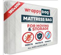 WRAPPYBAG - Plastic Mattress Protector Cover - Storage Bag with Flap - Mattress bags for Moving, Storage & Transport - Super King 180 x 200 cm