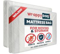 WRAPPYBAG - Plastic Mattress Protector Cover - Storage Bag with Flap - Mattress bags for Moving, Storage & Transport - European King 160 x 200 cm - Set of 2