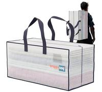 WRAPPYBAG Set of 10 Large Plastic Storage Bags - Jumbo XXL Moving & Travel Bags - Strong, Durable & Waterproof with Reinforced Backpack Straps - Ideal for Clothes & Bedding - 76 x 36 x 38 cm