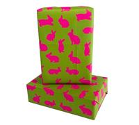 WRAPT Eco Birthday Wrapping Paper Large Quality Thick 50x70cm Present Sheets - UK Made - Recyclable Bright Scandi Gift Wrap (Bouncing Bunnies, 6 sheets)