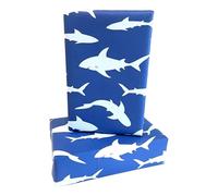 WRAPT Eco Birthday Wrapping Paper Large Quality Thick 50x70cm Present Sheets - UK Made - Recyclable Gift Wrap (Swimming Sharks, 6 sheets 1 design)