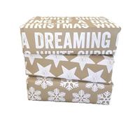 WRAPT Eco XXL Christmas Wrapping Paper & Tags. Xmas A1 Sheets & Tags for Men Women Girl Boy. 40% BIGGER - UK Made - Eco Friendly Plastic Free Recyclable Gift Wrap Set (White & Buff, 12 sheets)