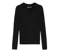 WRAPT M&S Top Jumper Ribbed Collared V Neck Ladies Knitted Long Sleeve Knit Blouse 566 (UK, Numeric, 10, Regular, Regular, Black)