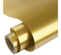 WRAPXPERPT Glossy Gold Vinyl 30.5 x 305cm permanent self adhesive vinyl Roll with Clear PET Backing for Crafting,Home Decor,Personalization