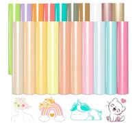 WRAPXPERT Pastel HTV 20 Packs Heat Transfer Vinyl Bundle, Boho Colour Iron on Vinyl for DIY Fabrics, Clothing, 30.5 x 25cm Light Neutral Tone HTV Pastel Pink/Lilac/Cream HTV Sheets