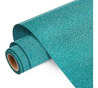 WRAPXPERT Teal Glitter HTV, Holographic Glitter Heat Transfer Vinyl Roll, 10" x 5ft Sparkle Iron on Vinyl for Heat Press Design, Shirts, Easy to Cut & Transfer