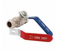 WRAS Approved 15mm Compression Lever Ball Valve Red & Blue Handle - Full Bore Brass C x C Water Isolation Valve