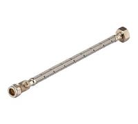 WRAS Approved 15mm x 1/2" x 30cm Flexible Tap Connector with Isolating Valve - Braided Stainless Steel Flexi Hose, Built-in Shut-Off, for Taps, Basins & Cisterns (FTC + ISO)