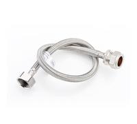 WRAS Approved 22mm x 3/4" x 50cm Flexible Tap Connector - Longer 50cm Larger Bore Braided Stainless Steel Flexi Hose with Brass Fittings for Taps & Cisterns, UK Water Regs Compliant
