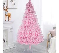 WRatx Artificial Christmas Tree Pink-8ft Snow Flocked Xmas Tree with Metal Stand,Party Holiday Decoration Tree with 800 BranchTips for Home Office Indoor Outdoor Decoration