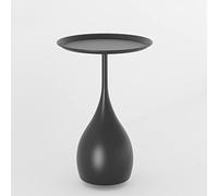 WRatx Metal Side Table with Tray Top, Small Round Coffee Table, Sofa Table,Modern End Table, Nightstand for Bedroom, Easy Assembly (Black)