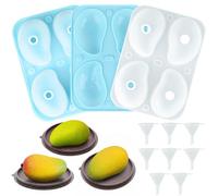 Wrbin Set of 2 Mango Mold, 3D Mango Shape Cake Mold, Silicone Fruit Molds for Mini Cake,Jelly, Pudding, Ice Cream, Ice Cube, Chocolate, Mousse Cake