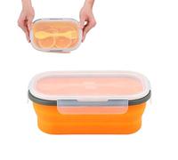 Wrbugukeji 1000 ml Silicone Bento Lunch Box, Collapsible Food Storage Containers with Lid, Silicone Camping Lunch Box Stackable Packed Lunch Boxes for Home Traveling Working Camping (Orange)