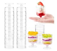 Wrbugukeji 25 Pcs Plastic Desert Cups, 150 ml Plastic Round Dessert Cups, Clear Parfait Appetizer Cup for Pudding Mousse Trifles Appetizers Jelly Tiramisu Parties