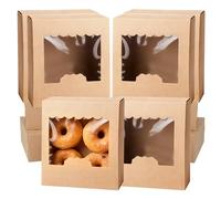 Wrbugukeji 30 Pcs Cookie Boxes, Kraft Brown Cake Boxes with 4 Hole, Small Cupcake Box for Cupcakes Desserts Pastries Cookies Small Cakes Candy